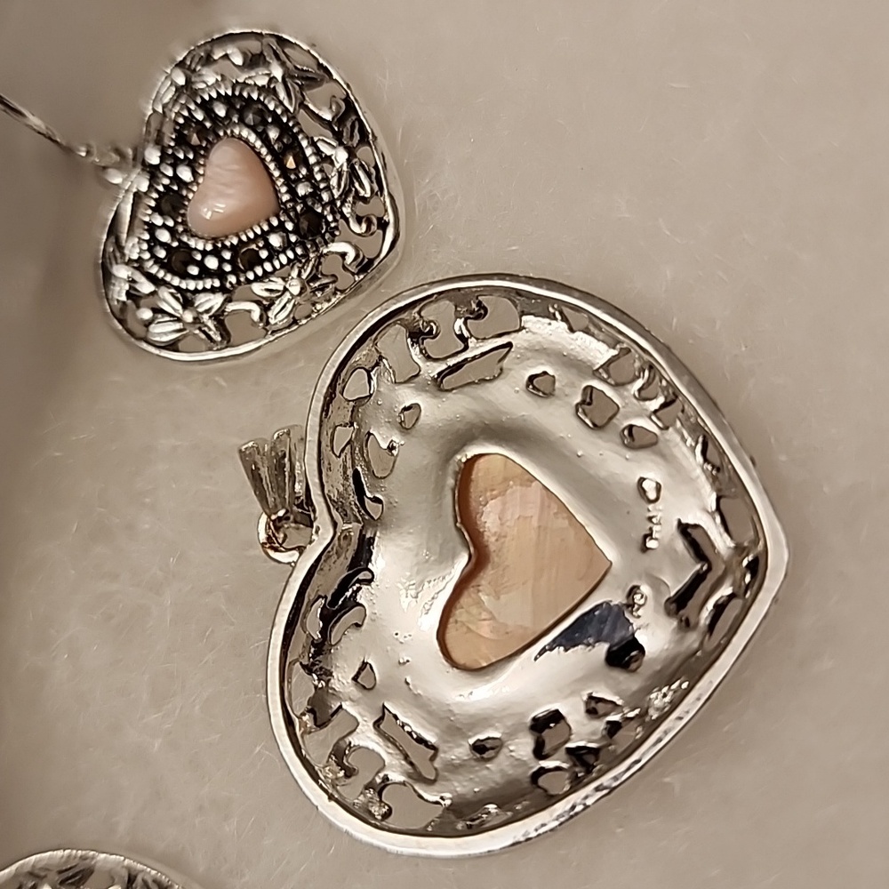 Silver heart pendant with earrings - Picture 6 of 10